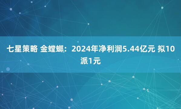 七星策略 金螳螂：2024年净利润5.44亿元 拟10派1元