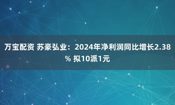 万宝配资 苏豪弘业：2024年净利润同比增长2.38% 拟10派1元